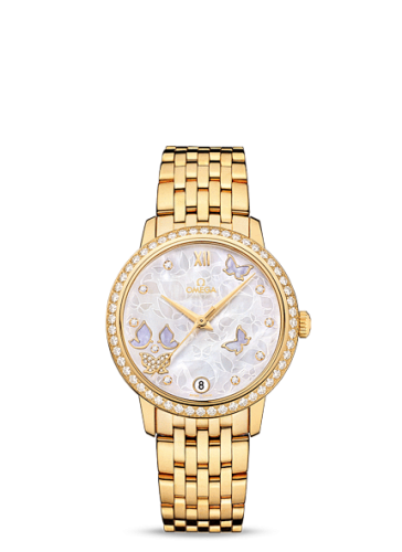 Omega De Ville Prestige Co-Axial 32.7 Yellow Gold / MOP Butterfly / Diamond / Bracelet